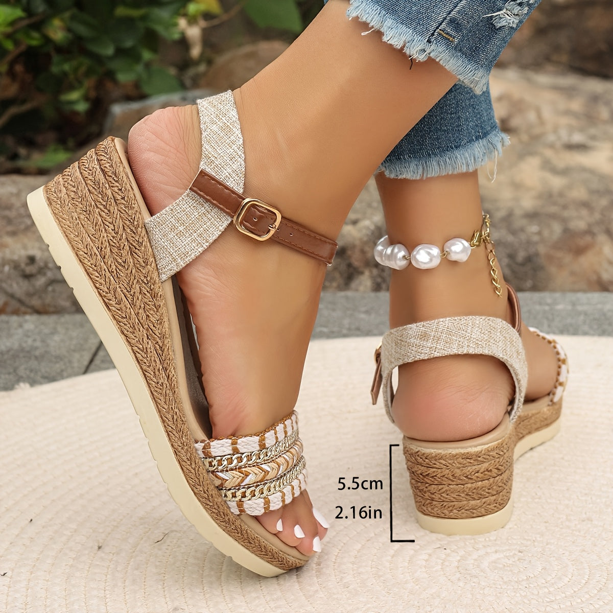 Garnet | Women's Boho Woven Cushioned Wedge Sandals