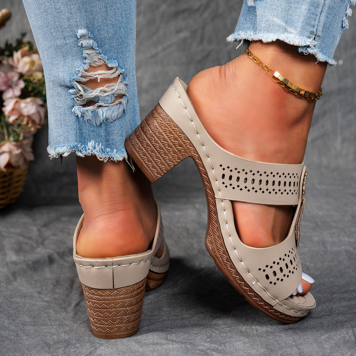Finley | Women's Orthopedic Rhinestone Flat Sandals