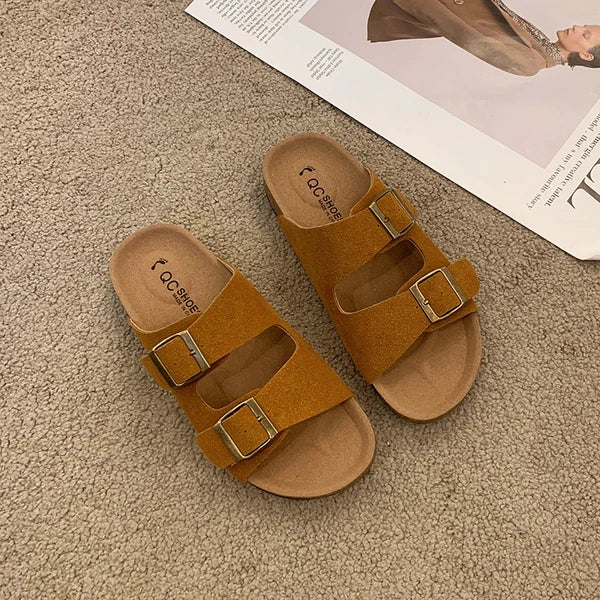 Solange | Women's Cushioned Slip-On Buckle Sandals
