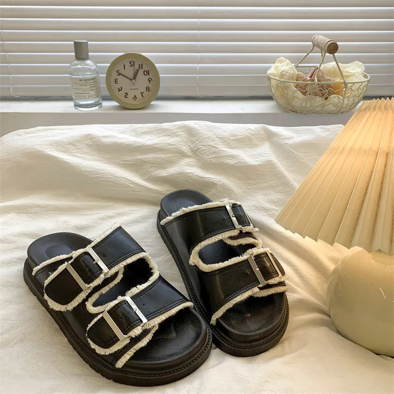 Solange | Women's Cushioned Slip-On Buckle Sandals