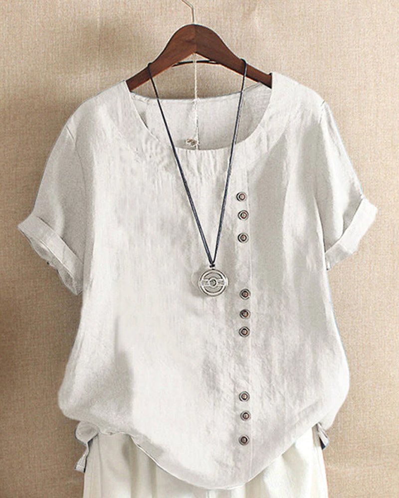 Peyton | Women’s Casual Button Detail Linen Blouse