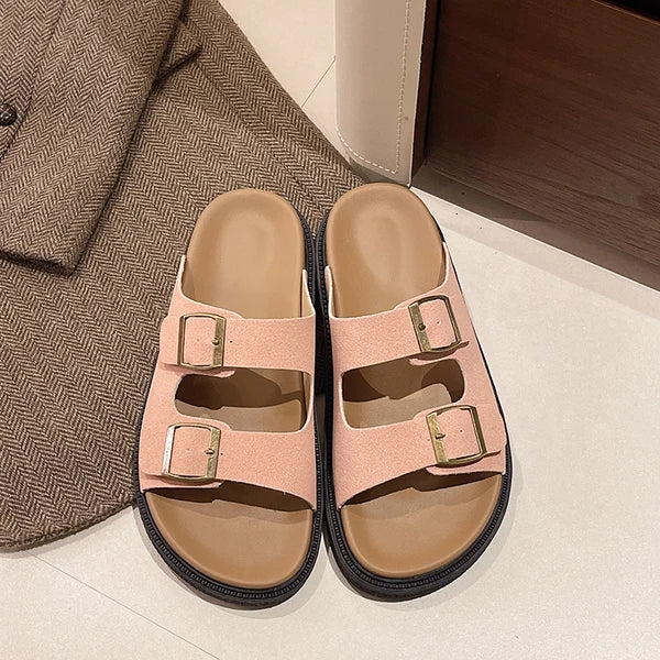Solange | Women's Cushioned Slip-On Buckle Sandals