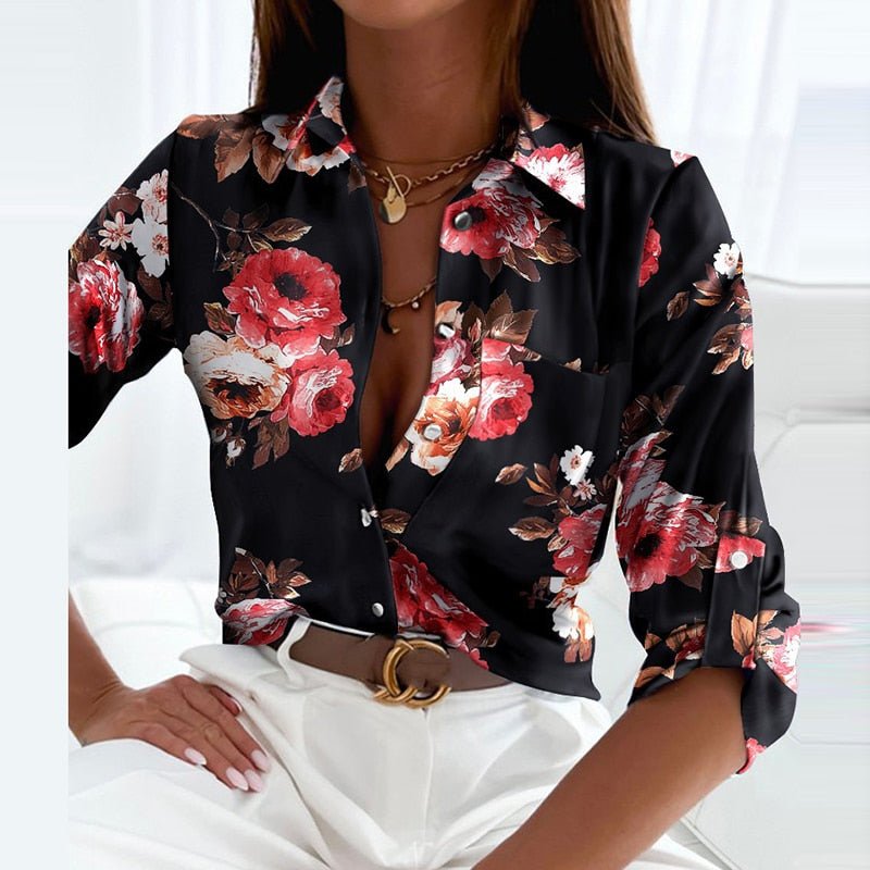 Abigail | Women's Printed Long Sleeve Button Top