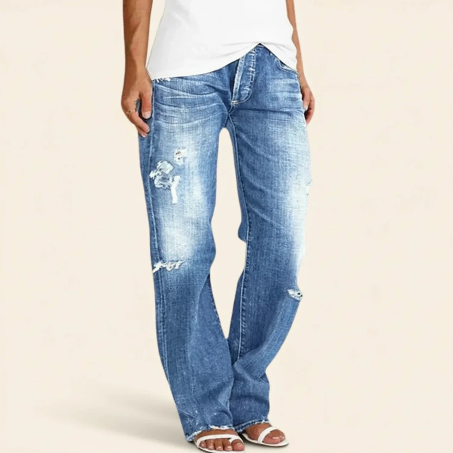Chloe | Women’s Ripped High Rise Straight Jeans